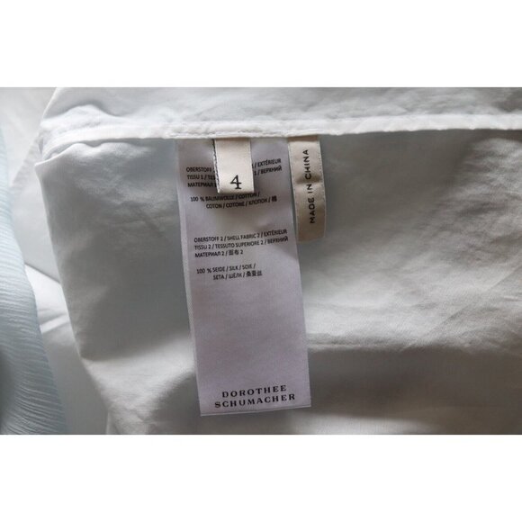 Dorothee Schumacher Womens 4 Large US8 White Blue Blouse Colorblock Silk Tie Top - Picture 5 of 9